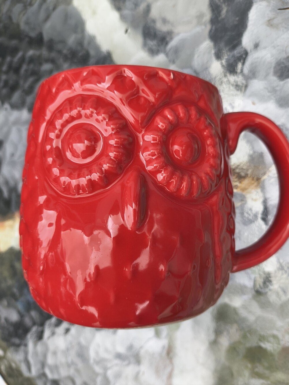 Home Essentials Red Owl Ceramic Mug with Sculpted Detail